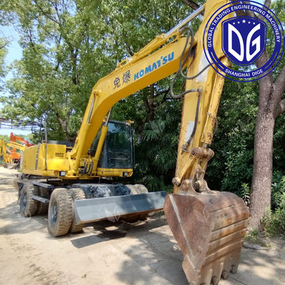 Komatsu PC150W 15 toneladas Excavadora de rodas usadas Direção hidráulica