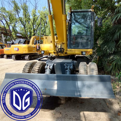 Komatsu PC150W 15 toneladas Excavadora de rodas usadas Direção hidráulica